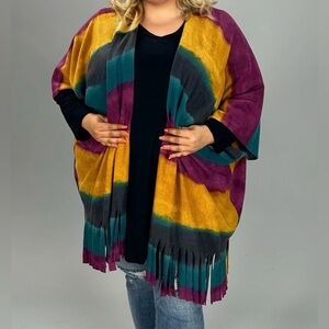 Plus Size Striped/Fringed Cardigan 2X/3X